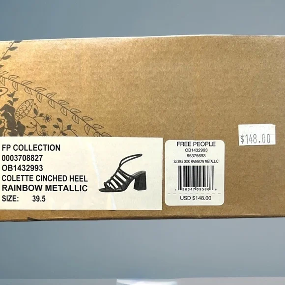 FREE PEOPLE Colette Cinched Ankle Block-Heel Strappy LEATHER Sandal/9.5M NWT - Picture 16 of 16